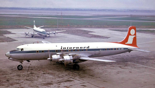 A DC-7 of Internord Airlines at Liverpool Airport. (Ken Fielding)